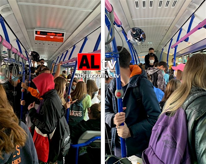 Coronavirus. Lanciano. 'Noi inzeppati sugli autobus che ci portano a scuola': la protesta degli studenti