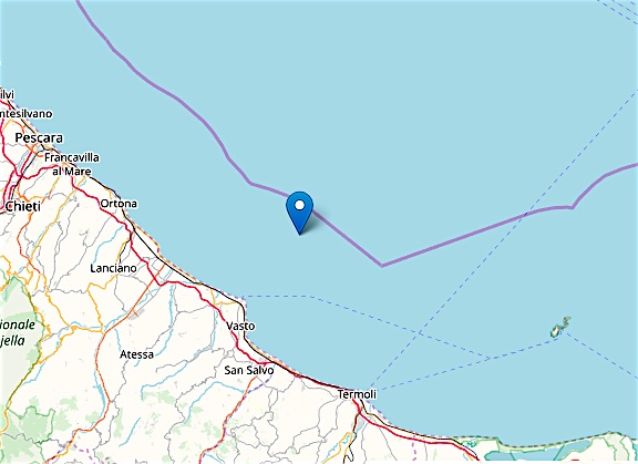 Terremoto. Due lievi scosse al largo della Costa dei trabocchi nel Chietino