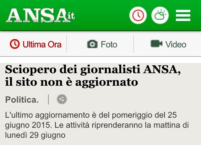 Esuberi Ansa, nuovo sciopero dei giornalisti 