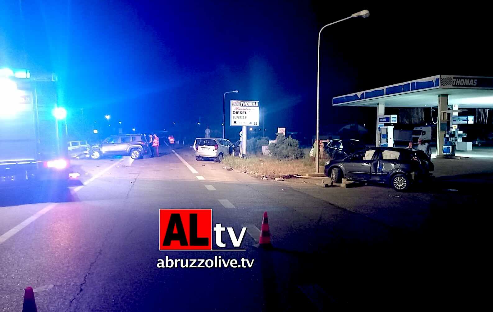 Incidente notturno a Fossacesia: carambola di tre auto